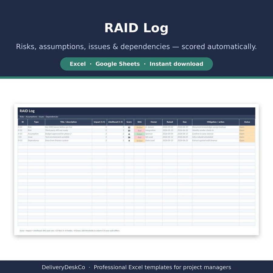 Modèle de RAID log (Excel) — Excel